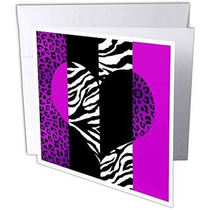 (GC 35435 1 luipaard-look, zwart en wit, Zebra, wenskaarten, 6 x 6 cm, 6 stuks