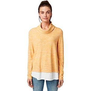 TOM TAILOR Dames Sweater in gelaagde look 1013897, 13463 - Merigold Yellow Melange, S