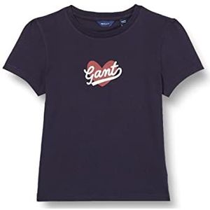 GANT Meisjes D1. Heart Script SS T-shirt, Evening Blue, 92