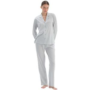 Dagi Dames Lineair Bedrukt Geborduurd Katoen Modal Shirt Broek Pyjama Set, 2XL, sage, XXL