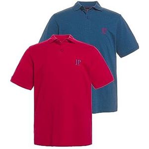 JP 1880 Poloshirt voor heren, basic, pak van 2, piqué, gekamd katoen, magenta, 3XL