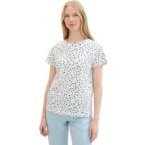 TOM TAILOR Basic T-shirt voor dames met all-over print, 36408 - Tiny White Dot Print, L