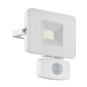 EGLO LED buitenspot Faedo 3, 1-lichts buitenlamp incl. bewegingsmelder, sensor wandspot van aluminium, kleur: wit, glas: helder, 10 watt, IP44