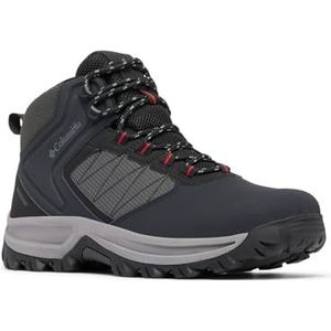 Columbia Men's Transverse Hike Waterproof, Waterproof Mid Rise Trekking and Hiking Boots, Black/Mountain Red, 9.5