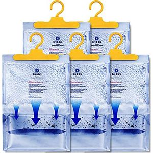 Dry & Dry 5 verpakkingen [netto 14,5 oz/pak] vochtabsorberende om overtollig vocht te beheersen voor kelders, kasten, badkamers, wasruimtes. - Ultra sterke hangende vochtabsorberende