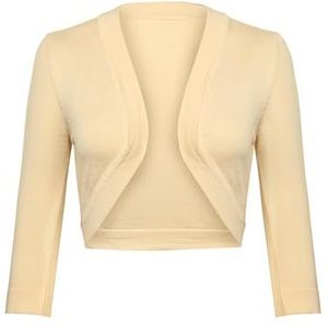 Gyabnw Korte cardigan voor dames, bolero voor dames, 3/4 mouwen, gebreid, elegant, katoen, kort met V-hals, geschikt voor bretels, lange rok, vest, jeans, modieuze rokken, A-champagne, L
