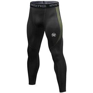 MEETWEE Compressiebroek voor heren, sportlegging, lange hardloopbroek, ademend, functionele onderbroek, legging, onderbroek, zwart 1, L