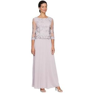 Alex Evenings Women's 3/4 Sleeve Stretch Lace Bodice One Piece Mother of The Bride Dress (Petite and Regular Sizes), Smokey Orchid Embroidery, 8P