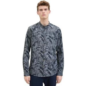 TOM TAILOR - Herenhemd - Marineblauw - Design Palmblad - 1 stuk