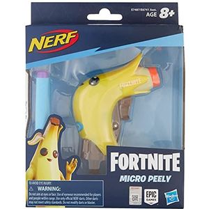 Nerf MicroShots Fortnite Micro Peely -- Mini-dartblaster en 2 officiële Nerf Elite-darts -- Voor kinderen, tieners en volwassenen