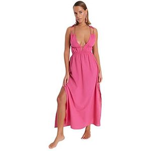 TRENDYOL Geweven jurk voor dames, smockjurk, regular fit, geweven jurk, fuchsia, 32