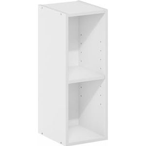 Furinno Fulda 2-laags ruimtebesparende opbergplank, boekenkast, 20 cm breed, wit