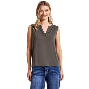 Street One - Tricot Top - Bruin - Dames - Mouwloos - Gespleten Hals