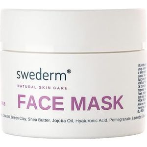 swederm Face Mask Gezichtsmasker, 4-in-1, vochtinbrengend masker voor gezicht, met hyaluronzuur, reinigend groene klei-aarde-masker, gezichtsverzorging voor droge vetten, huid, vochtreiniging, 100 ml