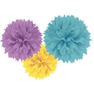 Amscan 180033 Fluffy Dekoballen Baby Shower, paars, geel & turquoise