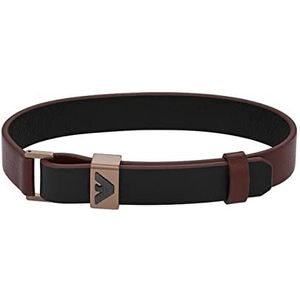 Emporio Armani Armband Voor Mannen Essential, Lengte: 275mm, Breedte: 14.4mm Zwart, Bruin Roestvrij Staal Armband, EGS2936200