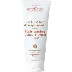 Maternatura, Disciplinerende conditioner met gierst, ontwarring voor droog, krullend en beschadigd haar, biologische schoonheidsroutine voor krullend haar, Made in Italy, 250 ml.