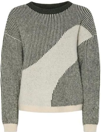 Loose fit gebreide pullover met all-over motief, model 'LINNA'