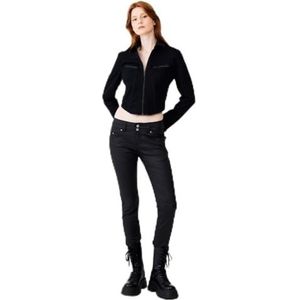 LTB Jeans Dames Molly M - Slim Fit met gemiddelde taille en ritssluiting in zwart van katoenmix - Maat W26L32, Black Coated Wash 2835, 26W x 32L