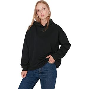 Trendyol Dames capuchon Plain Relaxed Sweater, Zwart, S, Zwart, S