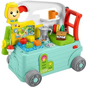 Fisher-Price HCK56​​ Laugh & Learn 3-In-1 On-The-Go Camper - UK English Edition, Musical Push-Along Walker and Activity Center for Infants and Toddlers, Multicolor, 52.8 cm*34.5 cm*50.4 cm