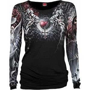 Spiral Life and Death Cross Shirt met lange mouwen zwart XXL 100% katoen Gothic, Rock wear