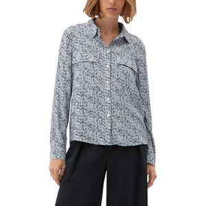s.Oliver Damesblouse van viscose met allover-patroon, wit 02a2, 32