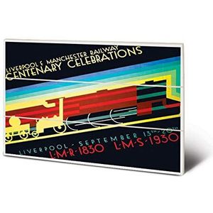 National Railway Museum MW12569P kunstdruk op hout, 20 x 29 cm, Liverpool & Manchester (Centary Celebrations by P Irwin Brown), MDF, meerkleurig, 20 x 29,5 x 1,2 cm