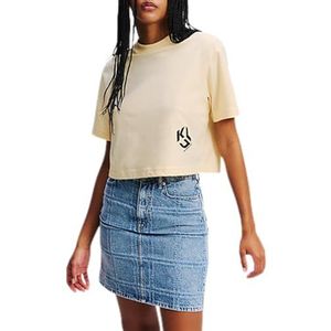 KARL LAGERFELD JEANS, Dames T-shirt met korte mouwen en monogram, normale pasvorm, Donkerbruin, XS