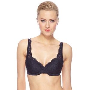 Huber Dames BH (met beugel) 5746 / Soft Lace Beugel BH gewatteerde, blauw (Midnight 1228), 75B