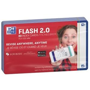 Oxford Flash 2.0 Flashcards A7 blanco blauw pak 80 kaartjes