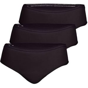 Athena Regels, set van 3 slipjes, menstruatieslips voor dames, Zwart, S