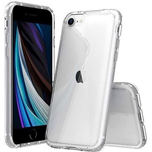 JT Berlin Pankow-Clear beschermhoes voor Apple iPhone SE (3.Gen / 2.Gen) / 8/7 hoes transparant (schokabsorberend TPU-frame, krasbestendige achterkant van acrylglas, anti-vingerafdrukken)