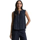 Tom Tailor - Mouwloze Blouse - Blauw - Viscose
