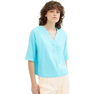 TOM TAILOR Dames linnen tunica blouse, 26007 - Teal Radiance, 42