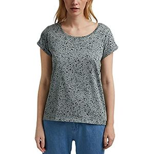 ESPRIT T-shirt met bladerprint, 100% biologisch katoen, turquoise, XS