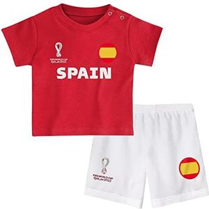 FIFA Unisex Kids Officiële Fifa World Cup 2022 Tee & Short Set - Spanje - Home Country Tee & Shorts Set (pak van 1), Rood/Wit, 12 Maanden