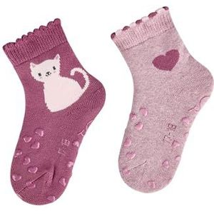 Sterntaler ABS kruipsokken dubbelpak kat, Bessenroze, 15-16