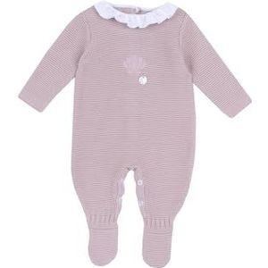 Romper van katoen-tricot met voet, middelroze, 9 Maanden
