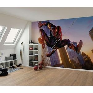 Komar Vlies fotobehang - Marvel Spider-Man Huge Jump - Grootte 400 x 250 cm - kinderkamer, kinderbehang, behang