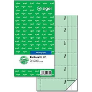 SIGEL BO071 bonboek, 360 afscheuren, groen, 10,5 x 20 cm, 2x60 vellen - meer kleuren