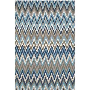 Safavieh Whimsical tapijt, rechthoekig, handgeknoopt, collectie Cedar Brook, blauw/blauw, 122 x 183 cm, katoen fleece