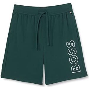 Boss Pyjama shorts voor heren van rekbaar katoen met logo print, Open Green350., XS