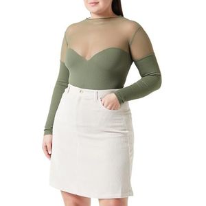 Cream Dames Skirt Corduroy A-Line Fit Above Knee Length Midrise Waist Pockets Dames, Eggnog, 38