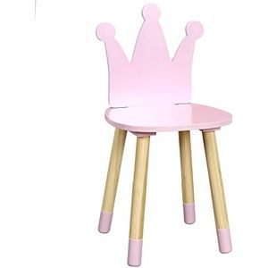 Home Deco Kids HD6922 stoel, kroondesign, roze, voor kinderen, kinderkamer, meubels, decoratie, hout, grenen, 28 x 27 x 54 cm