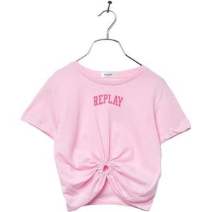 Replay Cropped T-shirt voor meisjes, korte mouwen, 066 Bubble Pink, 8 Jaar