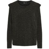 PIECES - T-shirt - Zwart/Gold - Polyester - Lange Mouwen - Ronde Hals