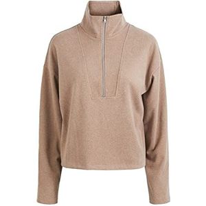 PIECES Dames Pcflex Ls Fleece Top Sweatshirt, Fossil/Detail:melange, M