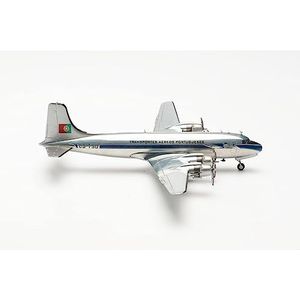 Herpa vliegtuig model TAP Air Portugal Douglas DC-4 – CS-TSD, schaal 1:200 - modelvliegtuig, vliegtuigmodel voor verzamelaars, miniatuur deco, metalen vliegtuig met standaard