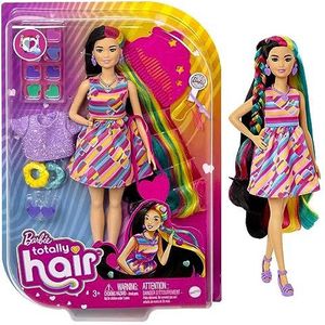 Barbie Totally Hair pop met hartenthema, tenger, fantasiehaar van 20 cm lang, jurk, 15 haar- en modeaccessoires (8 accessoires veranderen van kleur) voor kinderen van 3 jaar en ouder, HCM90